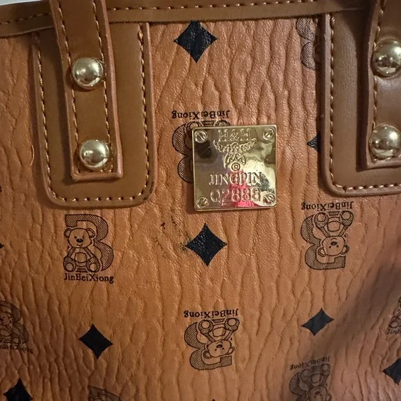 H&H Jingpin Brown Tote Handbag with Gold Accents - Picture 6 of 8